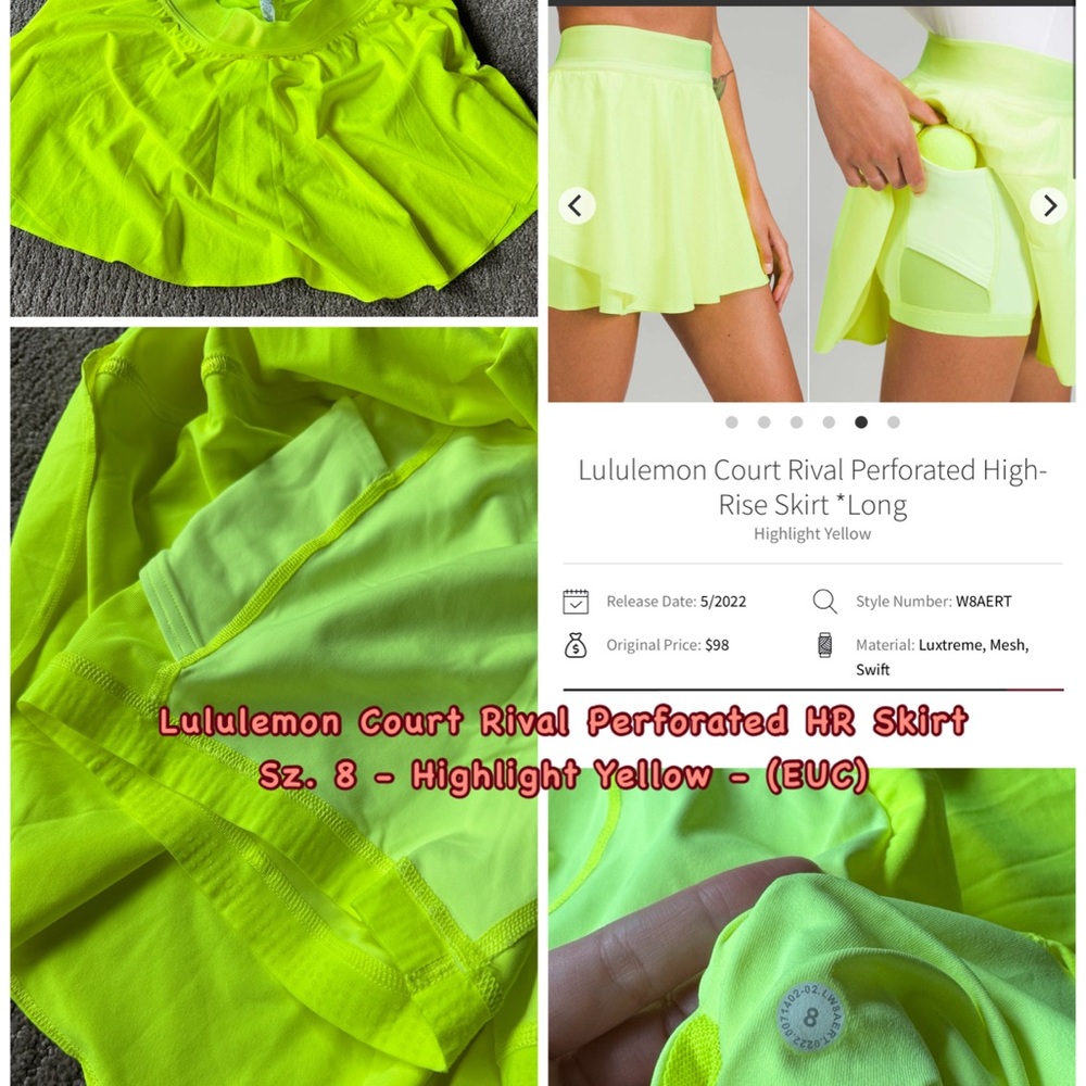 Lululemon Court Rival Perforated HR skirt long